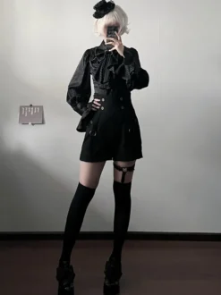 Short Lolita droit noir style bloomer gothique Lolita