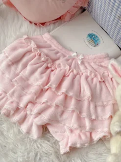 Short Lolita rose en dentelle à volants Sweet Lolita Bloomers