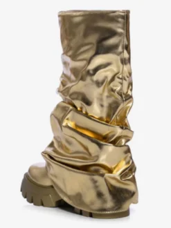 Silver Slouch Boots Bottillons plats à bout rond pour femmes