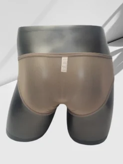 Slip transparent en maille fine pour homme taille basse avec poche éléphant respirant et sexy.