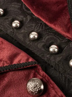 Smoking vintage Moyen-Âge Boutons Imprimé floral Manches longues Pardessus Rétro Renaissance Costume Costumes médiévaux Bourgogne