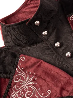 Smoking vintage Moyen-Âge Boutons Imprimé floral Manches longues Pardessus Rétro Renaissance Costume Costumes médiévaux Bourgogne