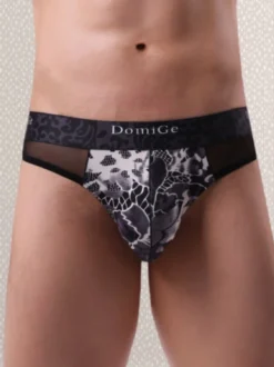 Sous-vêtements pour hommes culotte sexy string transparent à imprimé floral vert foncé