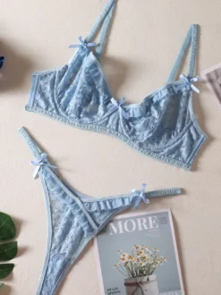 Soutien-gorge femme dentelle bleu bébé 2 pièces lingerie soutiens-gorge 2026