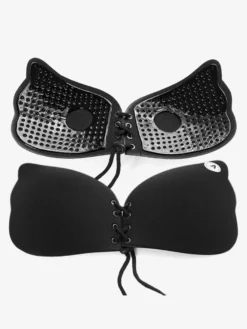 Soutien-gorge invisible en acrylique couleur chair push-up à cordon invisible et ailes de papillon.