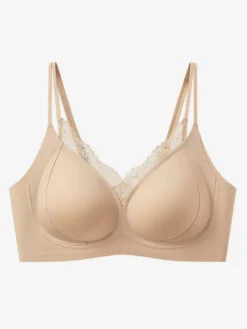 Soutien-gorge sans coutures et sans armatures avec bordure en dentelle effet push-up confortable