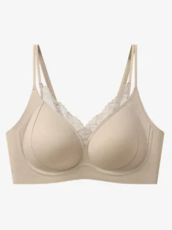 Soutien-gorge sans coutures et sans armatures avec bordure en dentelle effet push-up confortable