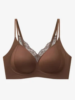 Soutien-gorge sans coutures et sans armatures avec bordure en dentelle effet push-up confortable