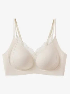 Soutien-gorge sans coutures et sans armatures avec bordure en dentelle effet push-up confortable