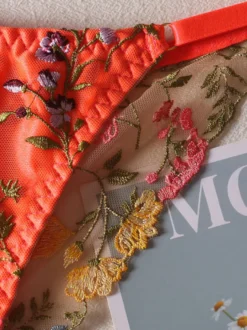 Soutiens-gorge et Culotte Femme Taille Haute avec Bretelles à Col Décolleté Imprimé
