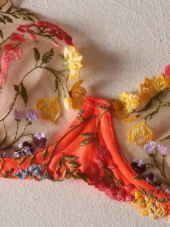 Soutiens-gorge et Culotte Femme Taille Haute avec Bretelles à Col Décolleté Imprimé