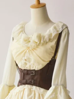 Steampunk Gothique Noir Lolita Corset Boucle métallique Synthétique Lolita Bustier Déguisements Halloween