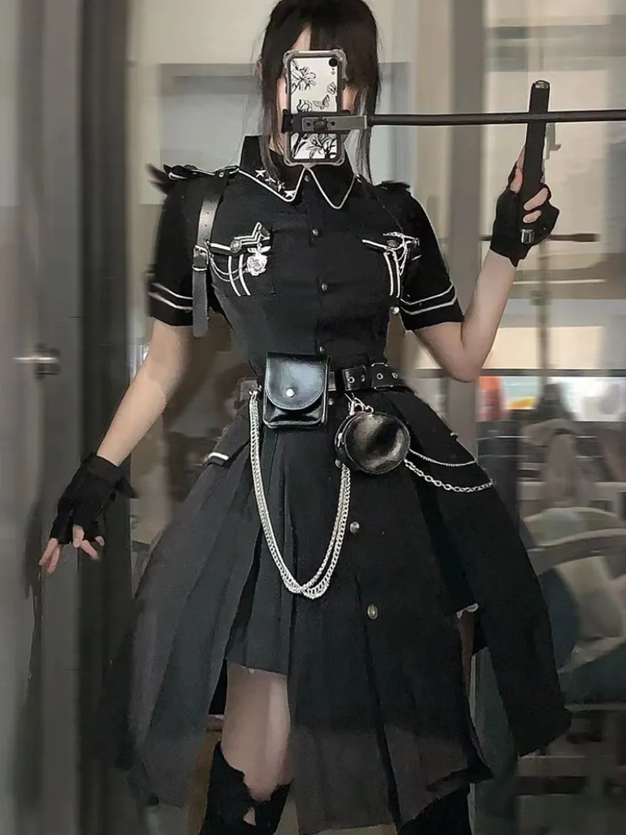 Steampunk Lolita Accessoire Noire Chaine PU Divers