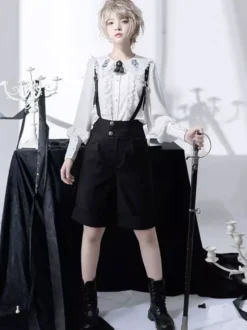 Steampunk Lolita Bloomers Short Lolita Salopette Droit Noir