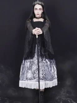 Steampunk Lolita Blouses Lolita Top Noir Manches Longues Dentelle Lolita Chemise