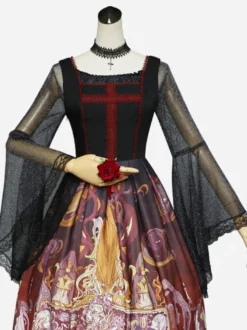 Steampunk Lolita Blouses Lolita Top Noir Manches Longues Dentelle Lolita Chemise