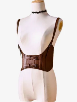 Steampunk Lolita Corset Boucle Métallique Bustier Lolita Brun Déguisements Halloween