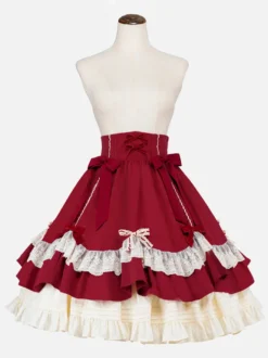 Steampunk Lolita SK Jupes Lolita en dentelle avec nœuds noirs