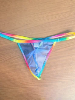 String pour homme arc-en-ciel ceinture transparente sous-vêtement en maille fine