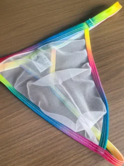 String pour homme arc-en-ciel ceinture transparente sous-vêtement en maille fine