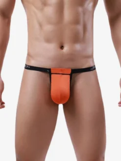 String pour homme avec poche ajustable taille basse et ceinture élastique sous-vêtement sexy