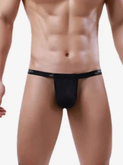 String pour homme avec poche ajustable taille basse et ceinture élastique sous-vêtement sexy
