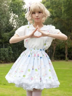 Style pastoral Lolita SK Cardcaptor Sakura volants jupes Lolita à imprimé Fleurie