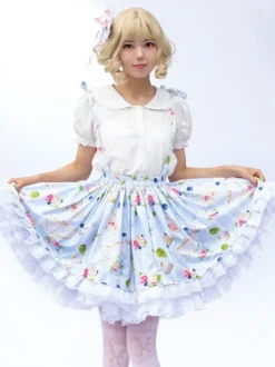 Style pastoral Lolita SK Cardcaptor Sakura volants jupes Lolita à imprimé Fleurie