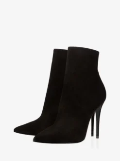 Suede Black Booties High Heel Pointed Toe Bottines Tailles US 4-10.5 Chaussures