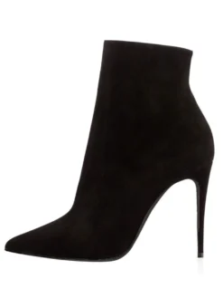 Suede Black Booties High Heel Pointed Toe Bottines Tailles US 4-10.5 Chaussures