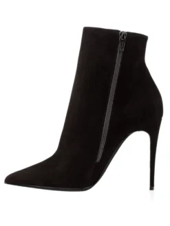 Suede Black Booties High Heel Pointed Toe Bottines Tailles US 4-10.5 Chaussures