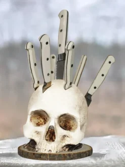 Support à couverts en forme de crâne d'Halloween avec 6 emplacements organiseur de vaisselle gothique