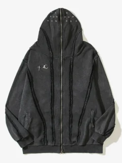 Sweat À Capuche En Polyester Manches Longues Glissière Éclaire Décontracté Homme