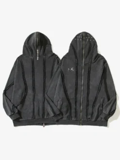 Sweat À Capuche En Polyester Manches Longues Glissière Éclaire Décontracté Homme