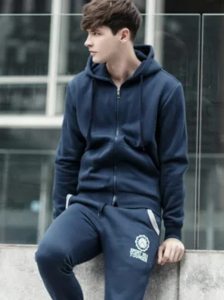 Sweat À Capuche Zipper En Polyester À Manches Longues Poches Décontracté Homme