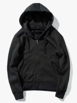 Sweat À Capuche Zipper En Polyester À Manches Longues Poches Décontracté Homme