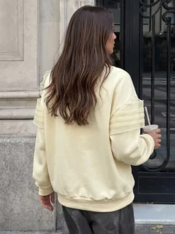 Sweat-shirt à col rond pour femme avec grand nœud en tulle manches longues coupe ample style décontracté