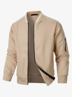Sweat-shirt homme uni à fermeture éclair et col montant