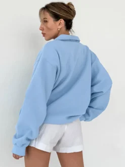 Sweat-shirt polo oversize drapé boutons partiels sur le devant pull basique décontracté