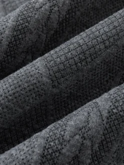 Sweat-shirt texturé pour homme col rabattu manches longues style polo rétro avec poignets et ourlet côtelés
