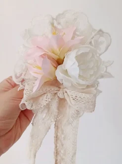Sweet Lolita Accessoires Ecru Blanc Volants Fleurs Polyester Couvre-chef Divers