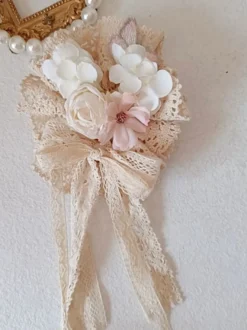 Sweet Lolita Accessoires Ecru Blanc Volants Fleurs Polyester Couvre-chef Divers