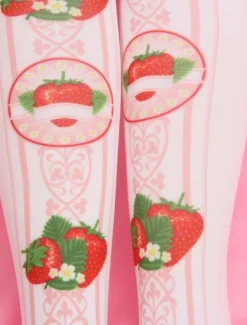 Sweet Lolita bas rose imprimé Lolita chaussettes hautes Déguisements Halloween