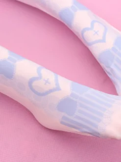 Sweet Lolita bas velours rose clair coeur Bow imprimés chaussettes Lolita Déguisements Halloween