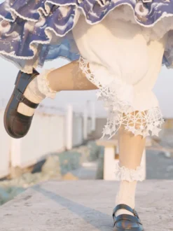 Sweet Lolita Bloomers Fringe Stars - Short court blanc Lolita
