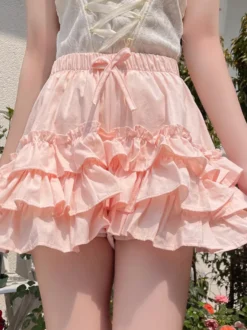 Sweet Lolita Bloomers Short Lolita ample à volants blancs