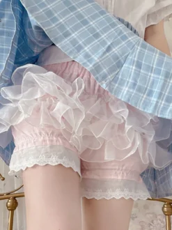 Sweet Lolita Bloomers Short Lolita à volants en dentelle rose