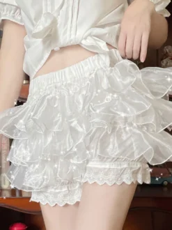 Sweet Lolita Bloomers Short Lolita à volants en dentelle rose