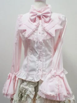 Sweet Lolita Blouse Ivoire Stand col chemise manches longues Lolita Déguisements Halloween
