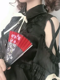 Sweet Lolita Blouses Polyester Lace Up Manches Longues Top Décontracté Chemise Lolita Abricot Léger